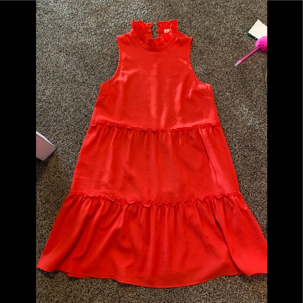 High neck ruffled dress